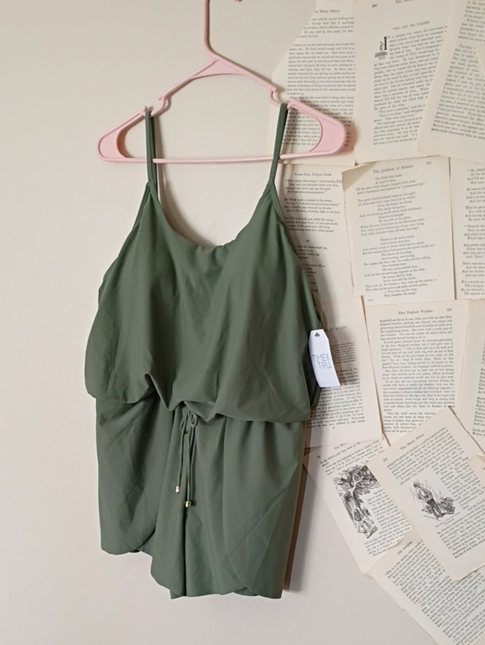 NWT Time & Tru Olive Swim Romper